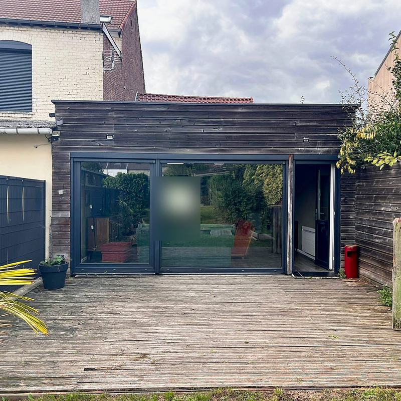 Garden terrace and the glazed extension